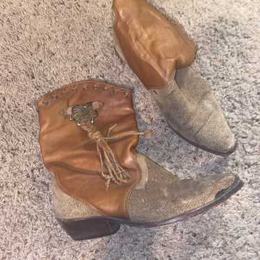 Vintage Zodiac Leather Lace Up Cowboy Boots retailer