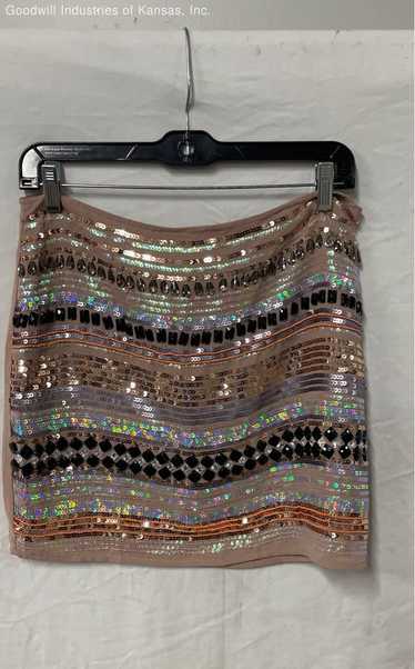 Black Sequin Cream Skirt - Size L