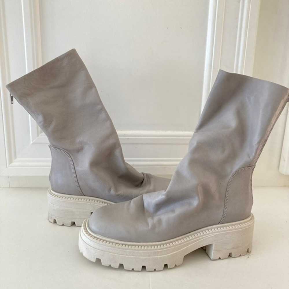 Free People Emma Ruche Gray Leather Boots Sz 38.5 - image 1