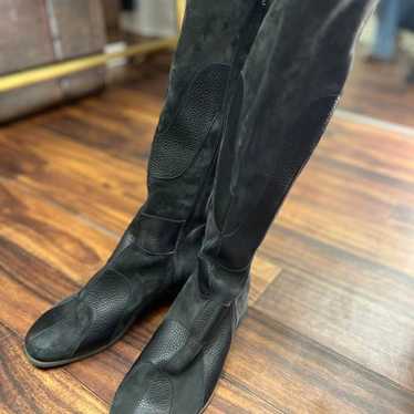 arche Black Suede Leather Long Boots