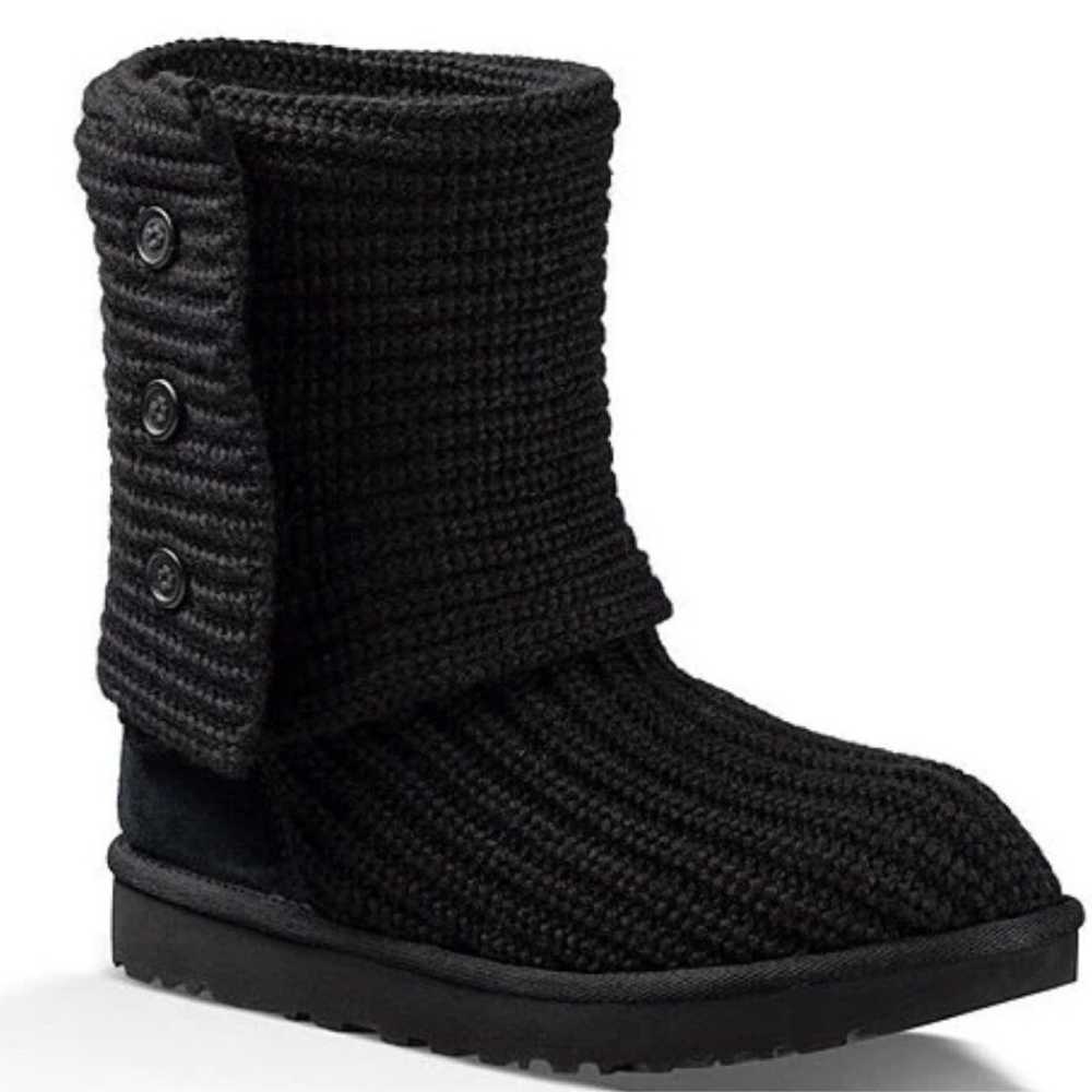 UGG CLASSIC CARDY BUTTON DETAILED KNIT BOOTS BLACK - image 1