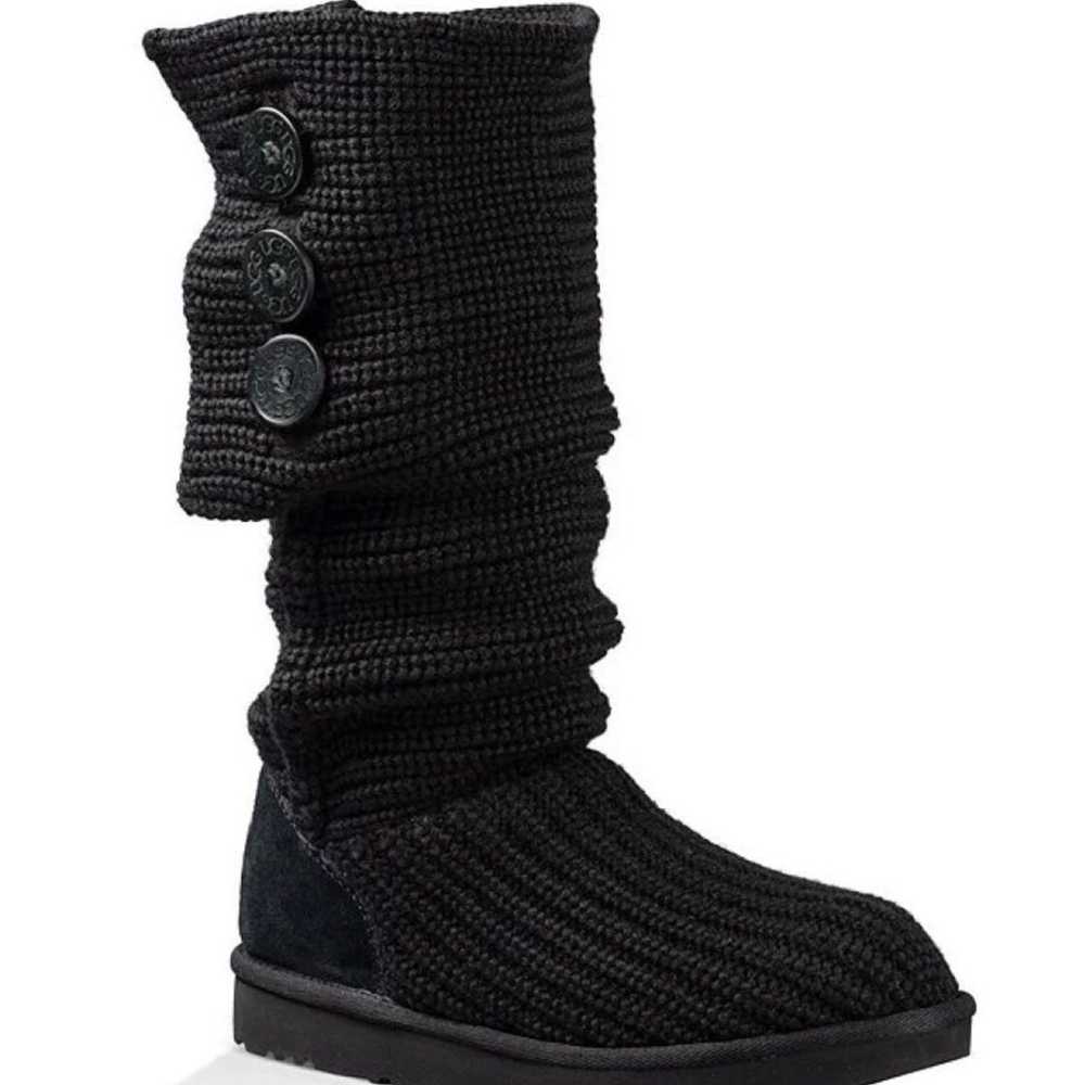 UGG CLASSIC CARDY BUTTON DETAILED KNIT BOOTS BLACK - image 2