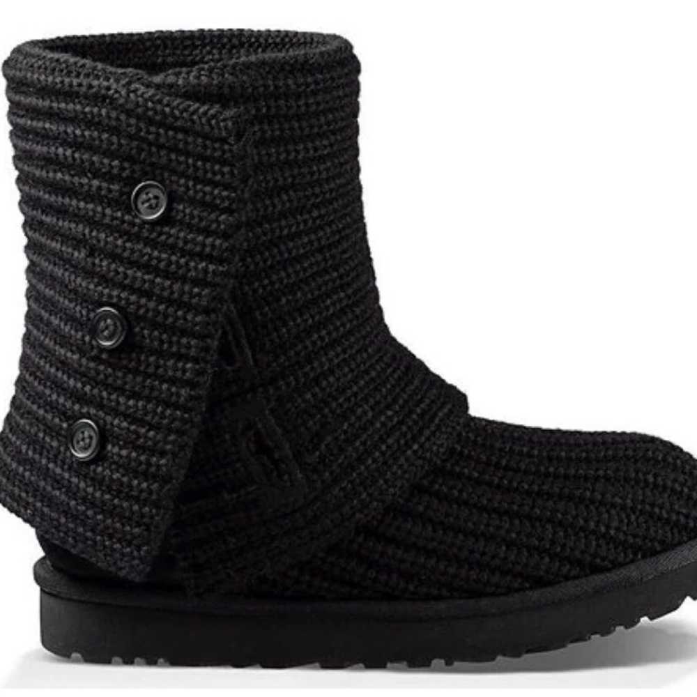 UGG CLASSIC CARDY BUTTON DETAILED KNIT BOOTS BLACK - image 3