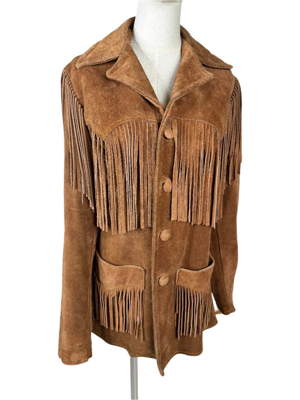 Brown Suede Fringed Jacket 1970s - image 1