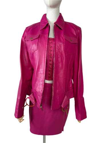 Wilsons Maxima Pink 3 Piece Leather Skirt Set 1990