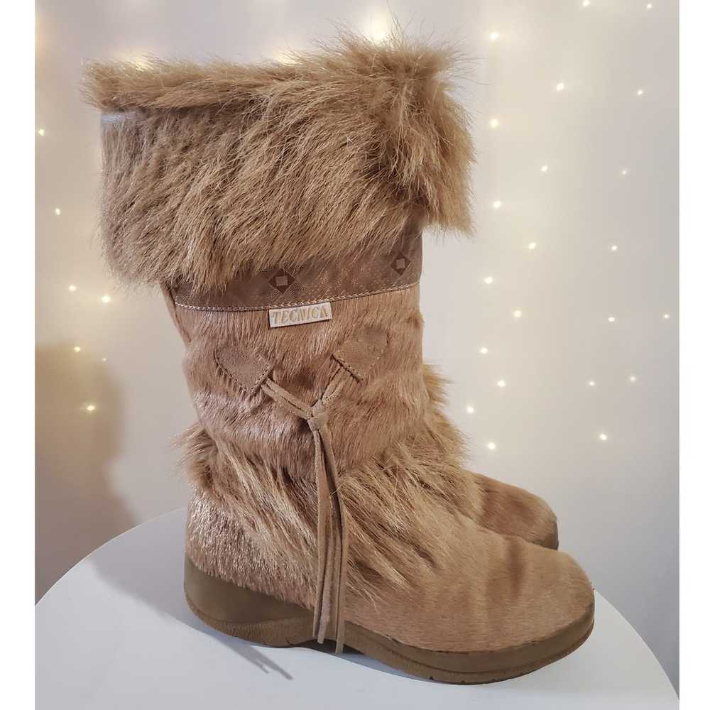 Tecnica Vintage Aztec Tribal Fur Tan Leather Calf… - image 5