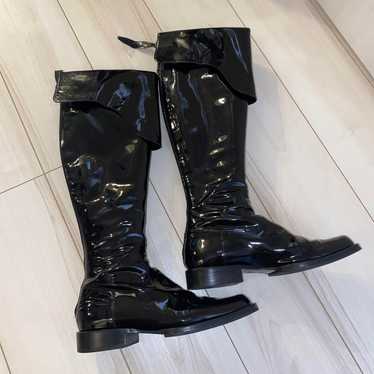 CHANEL ブラック レザー ミドル丈ブーツ 23C◇お洒落♪】CHANEL ブーツ 黒 レザー マトラッセ ミドル丈