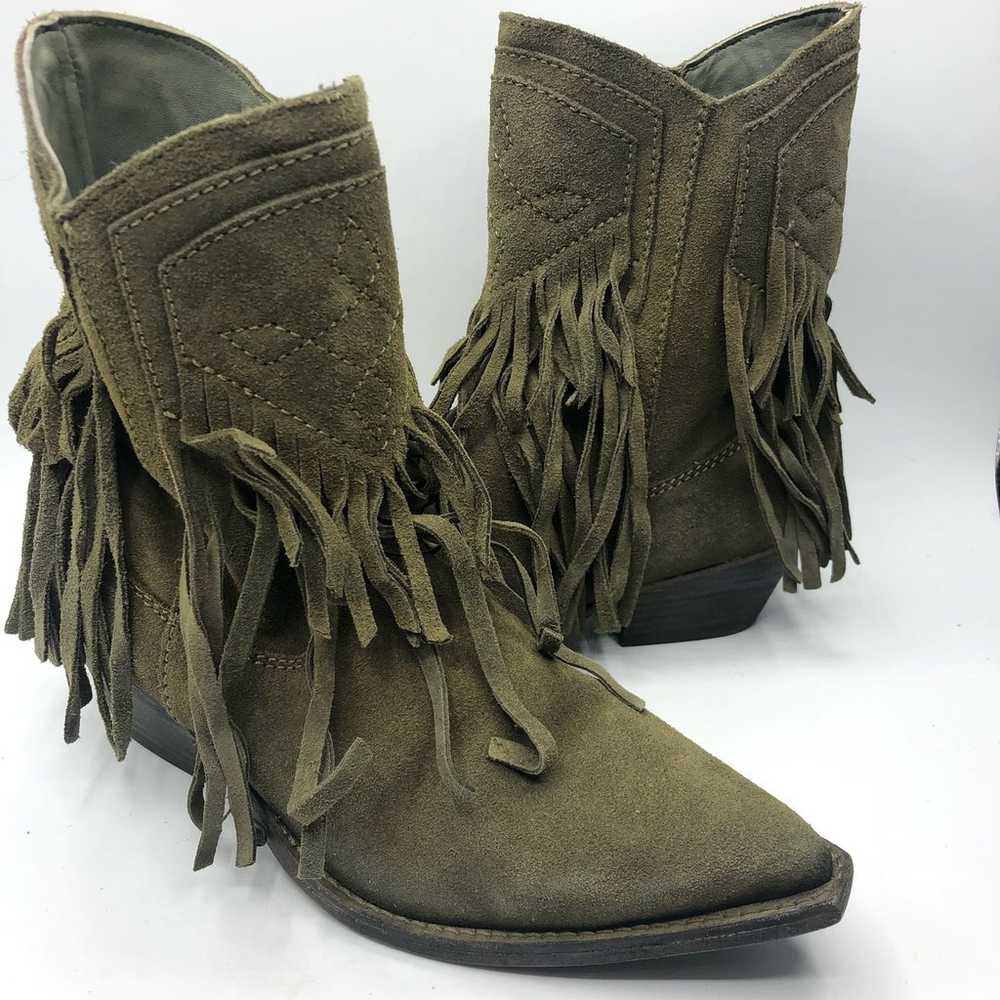 Free People Lawless Fringe Dark Green Suede Weste… - image 5