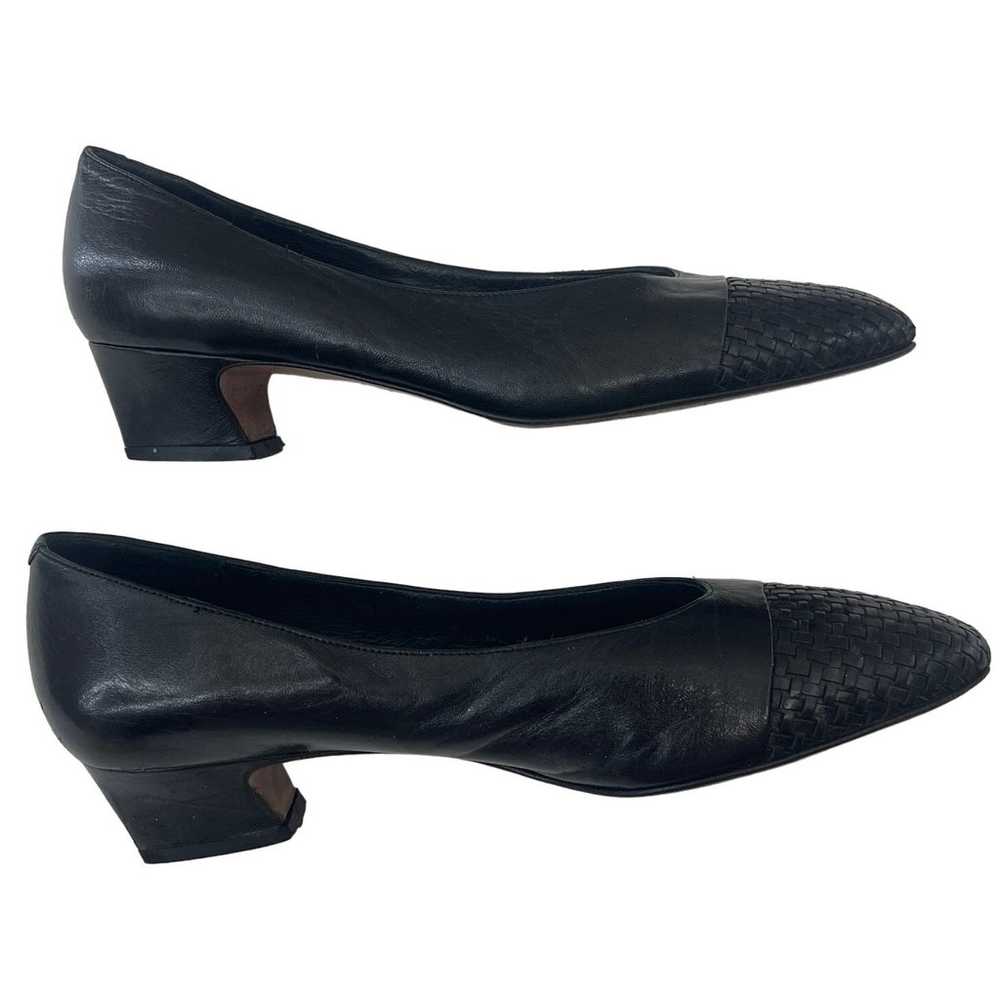 Amalfi Slip On Heels Black Leather Woven Almond T… - image 2