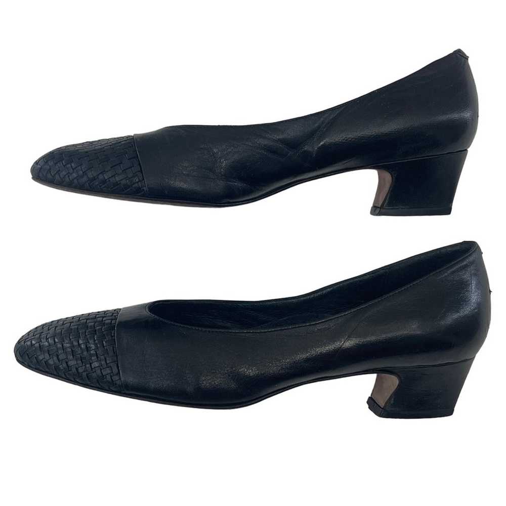 Amalfi Slip On Heels Black Leather Woven Almond T… - image 5