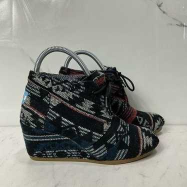 TOMS Aztec Print Wedge Heel Bootie