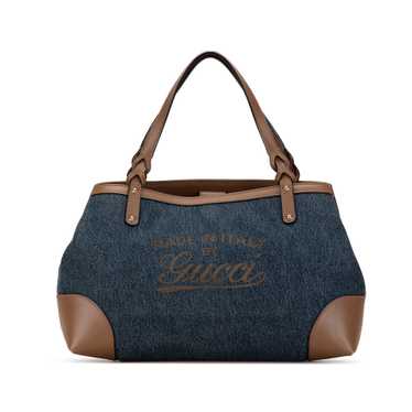 Blue Gucci Denim Craft Tote Bag