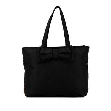 Black Prada Tessuto Canapa Logo Bow Tote - image 1