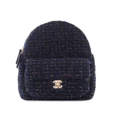 Blue Chanel CC Fantasy Tweed Front Pocket Backpack