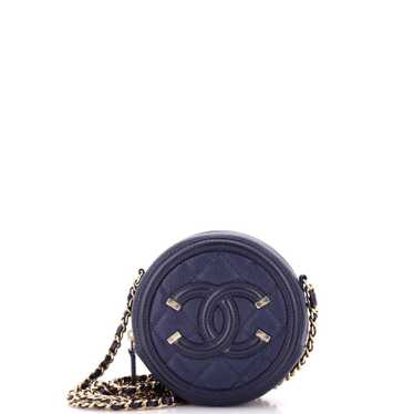 CHANEL Filigree Round Clutch with Chain Quilted C… - image 1