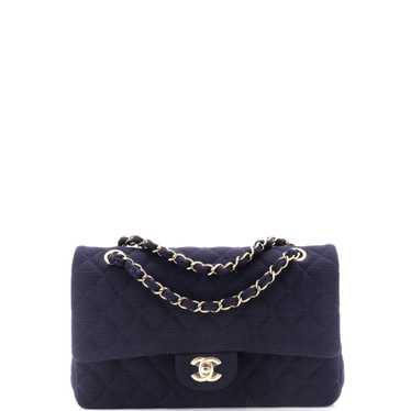 CHANEL Bicolor Classic Double Flap Bag Quilted Jer