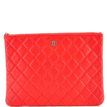 CHANEL O Case Clutch Quilted Lambskin Medium