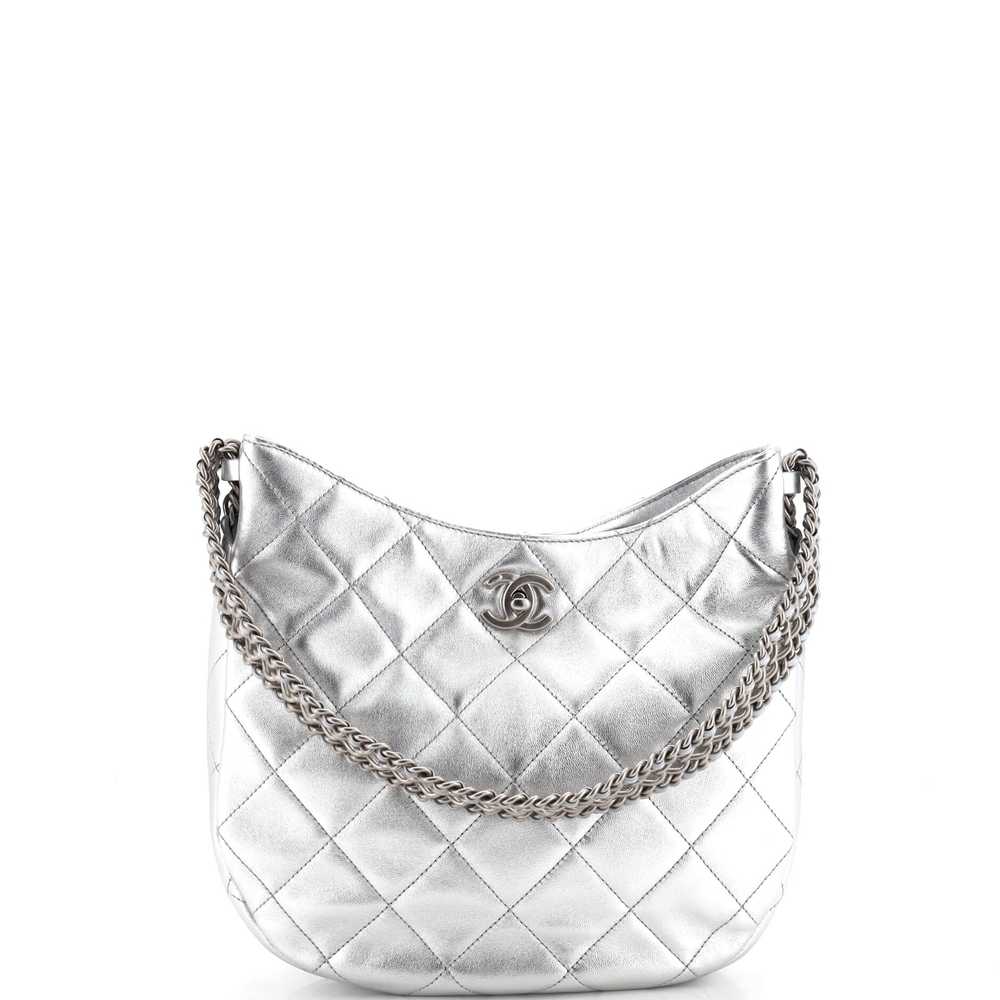 CHANEL Wide Chain CC Turnlock Hobo Quilted Lambsk… - image 1