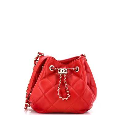 CHANEL CC Drawstring Bucket Bag Quilted Lambskin M