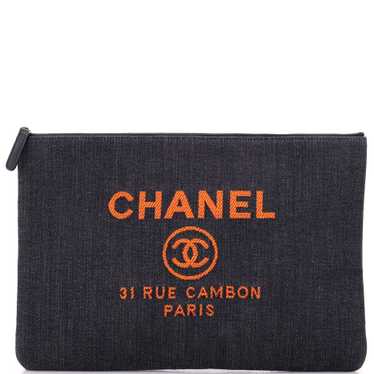 CHANEL Deauville Pouch Denim Large