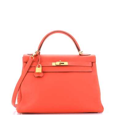 Hermes Kelly Handbag Orange Poppy Togo with Gold … - image 1