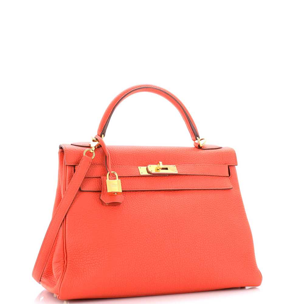 Hermes Kelly Handbag Orange Poppy Togo with Gold … - image 2