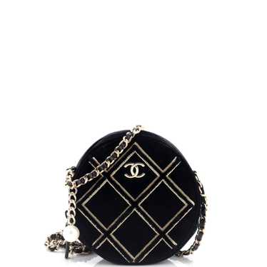 CHANEL Round Clutch with Chain Quilted Velvet with