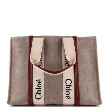 CHLOE Woody Tote Canvas with Leather Large