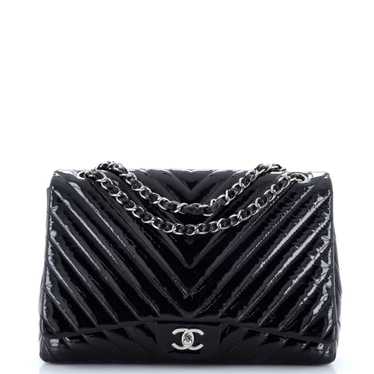 CHANEL Classic Single Flap Bag Chevron Patent Maxi