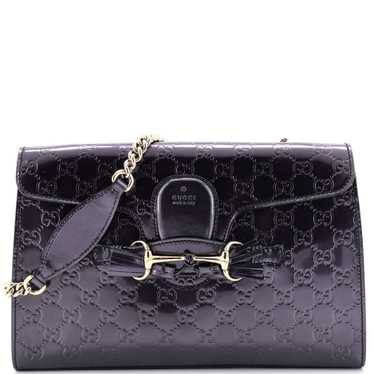 GUCCI Emily Chain Flap Bag Guccissima Patent Mediu