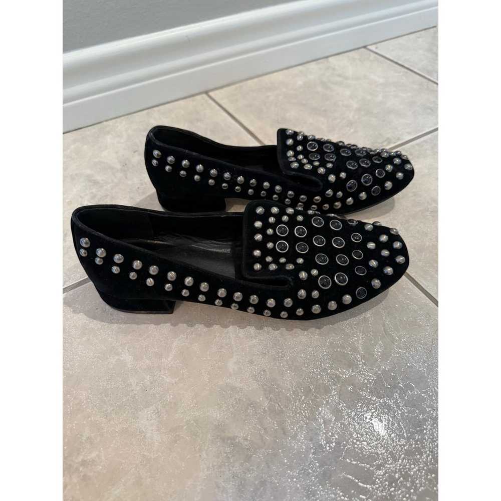 BCBGeneration Black Beaded Studded Velvet Loafer … - image 2