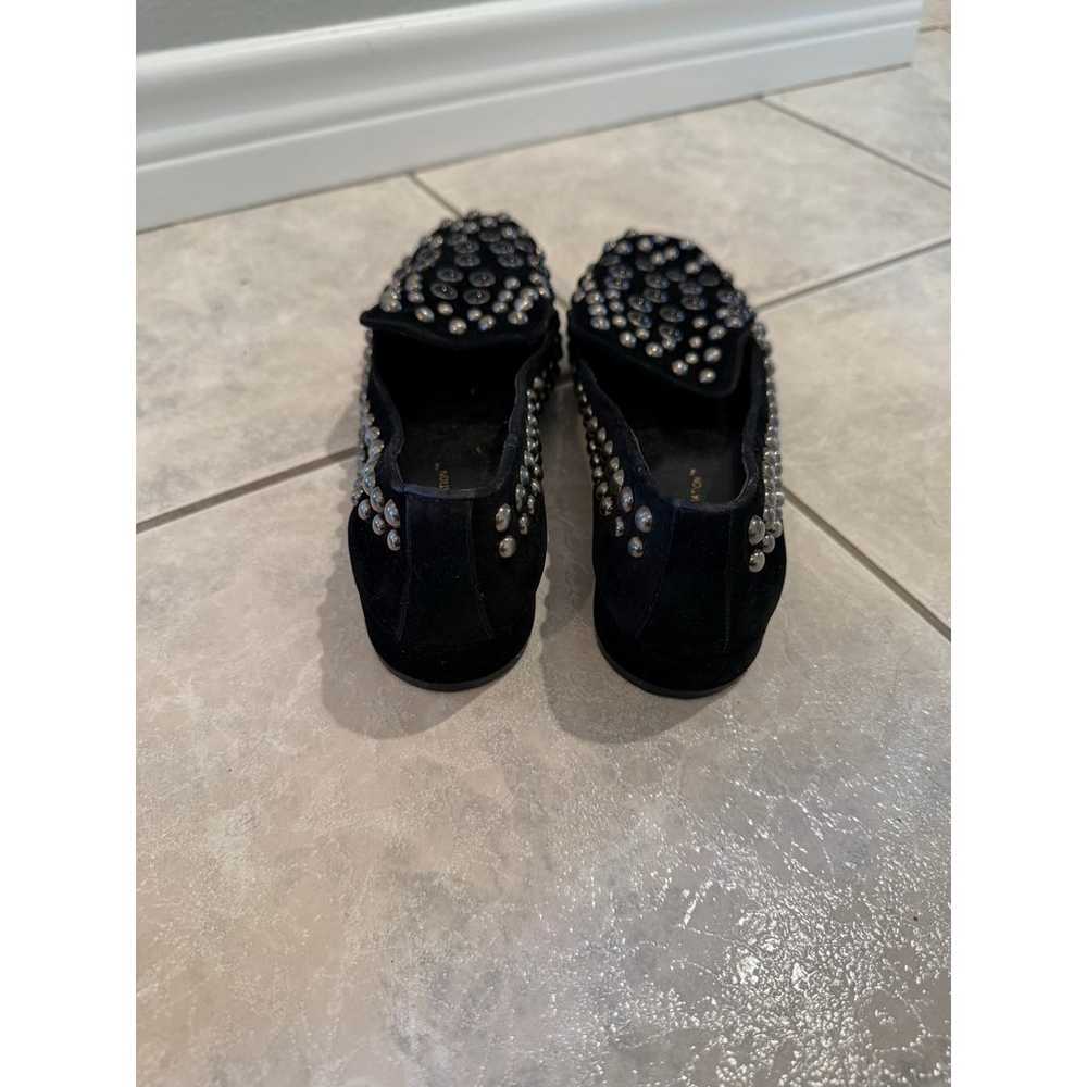 BCBGeneration Black Beaded Studded Velvet Loafer … - image 3