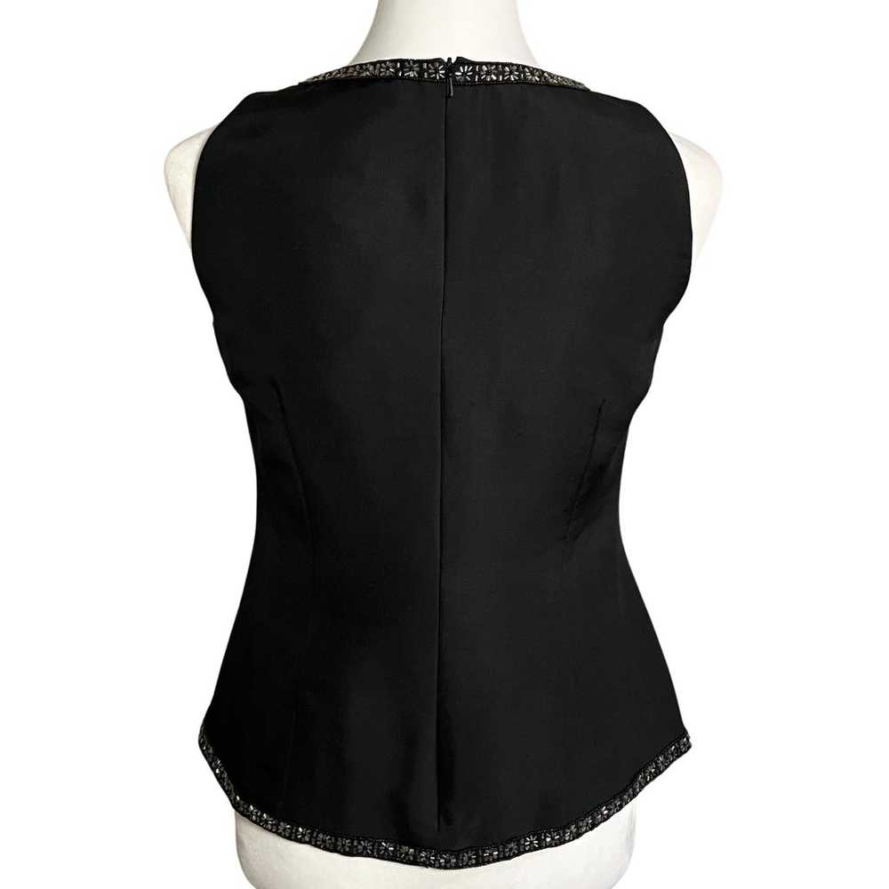 Vintage Y2K or 90s 100% Black Silk Top with Beade… - image 5