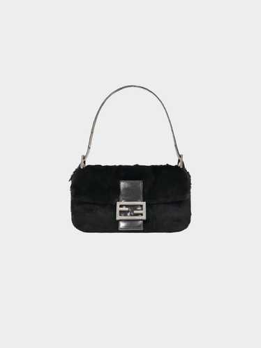 Fendi 2009 Black Rabbit Fur Baguette