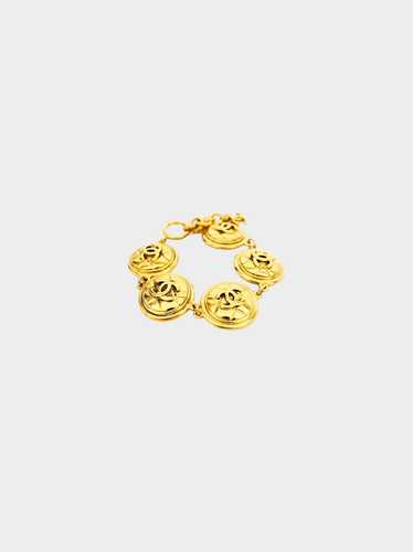 Chanel 1980s Gold Matelassé CC Charm Link Bracelet