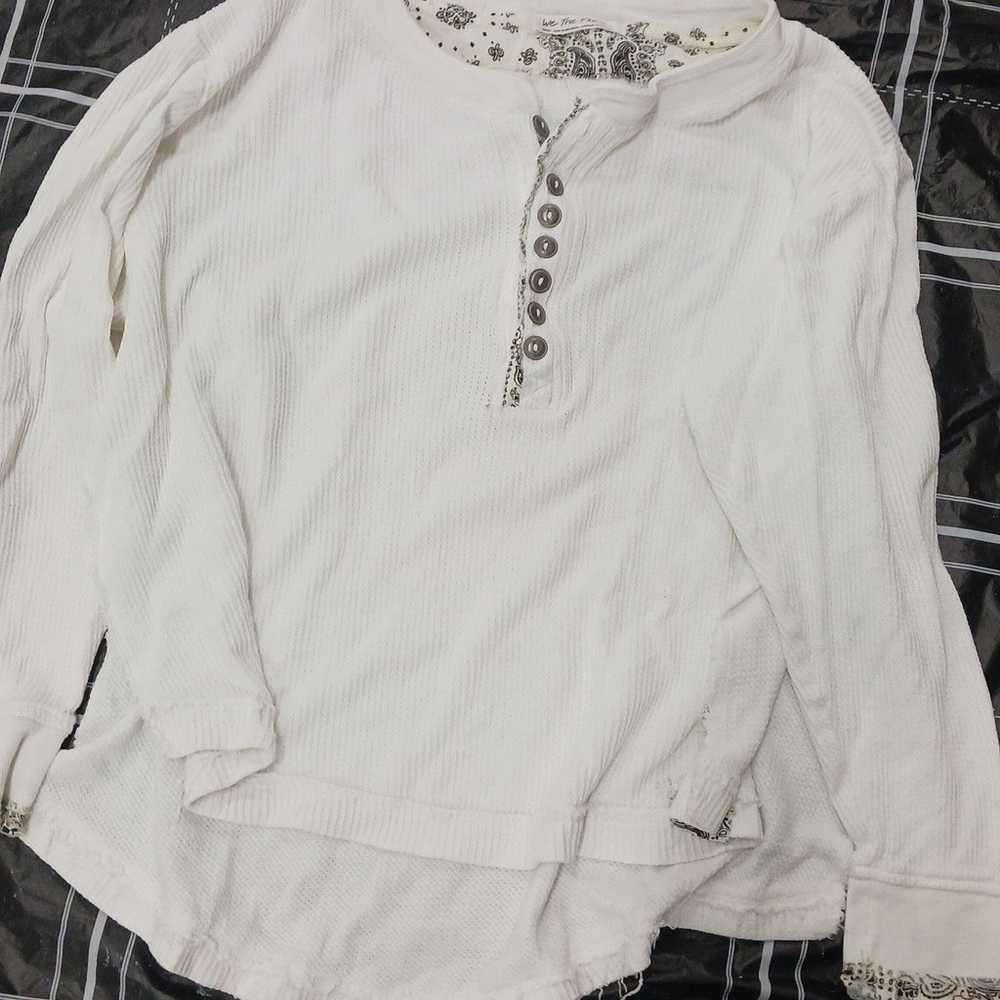 Free People white vintage style top Sz S - image 1