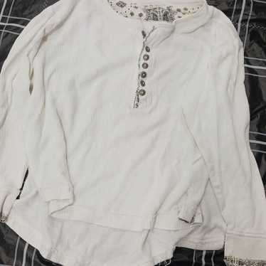 Free People white vintage style top Sz S - image 1