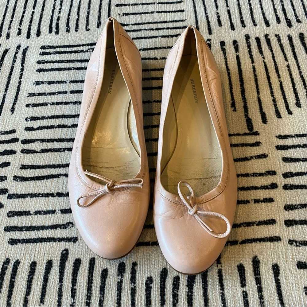 BURBERRY Dusty Pink Leather Flat Ballerinas Size … - image 2