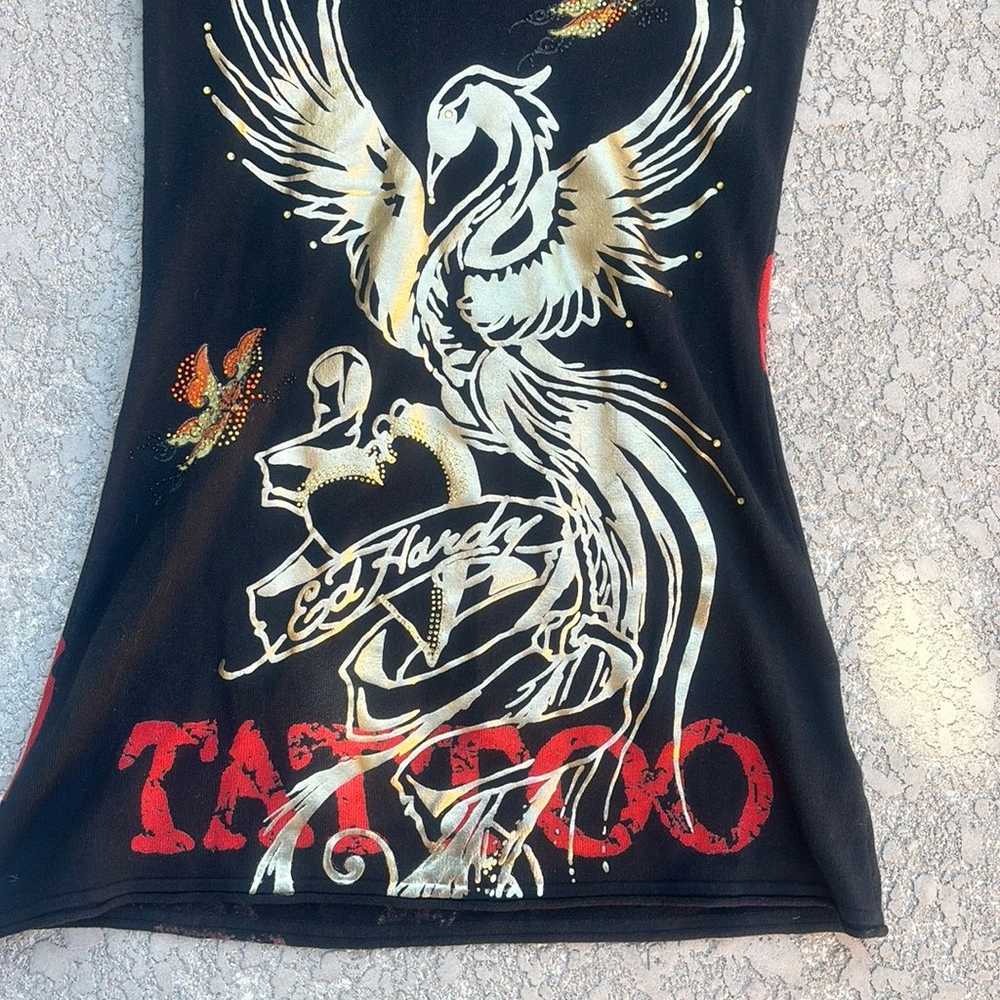 Ed Hardy T-shirt Dress Rhinestone Phoenix Tattoo … - image 4