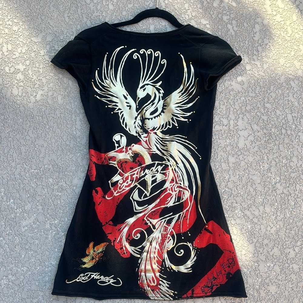 Ed Hardy T-shirt Dress Rhinestone Phoenix Tattoo … - image 5