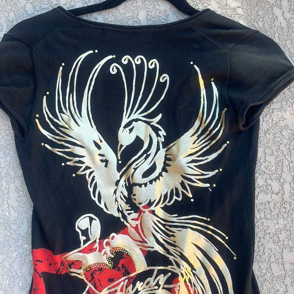 Ed Hardy T-shirt Dress Rhinestone Phoenix Tattoo … - image 6