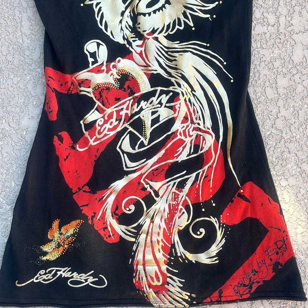 Ed Hardy T-shirt Dress Rhinestone Phoenix Tattoo … - image 7