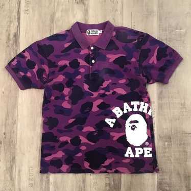 Bape BAPE Purple camo college logo polo shirt a b… - image 1