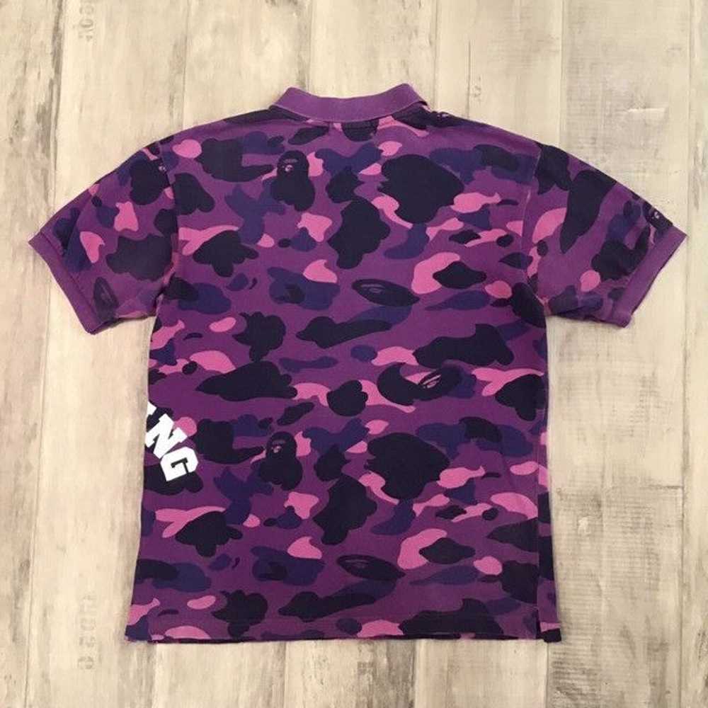 Bape BAPE Purple camo college logo polo shirt a b… - image 2