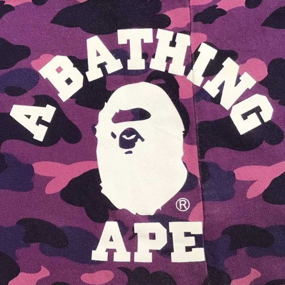 Bape BAPE Purple camo college logo polo shirt a b… - image 3