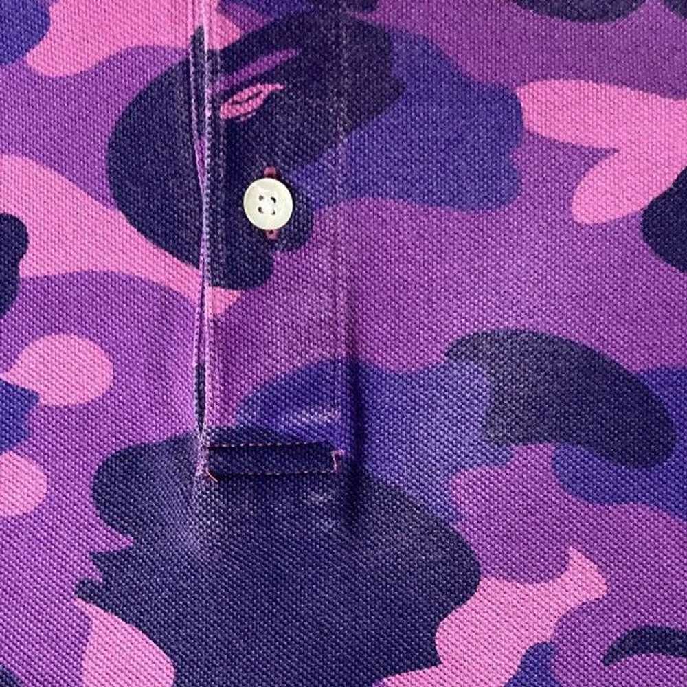 Bape BAPE Purple camo college logo polo shirt a b… - image 5