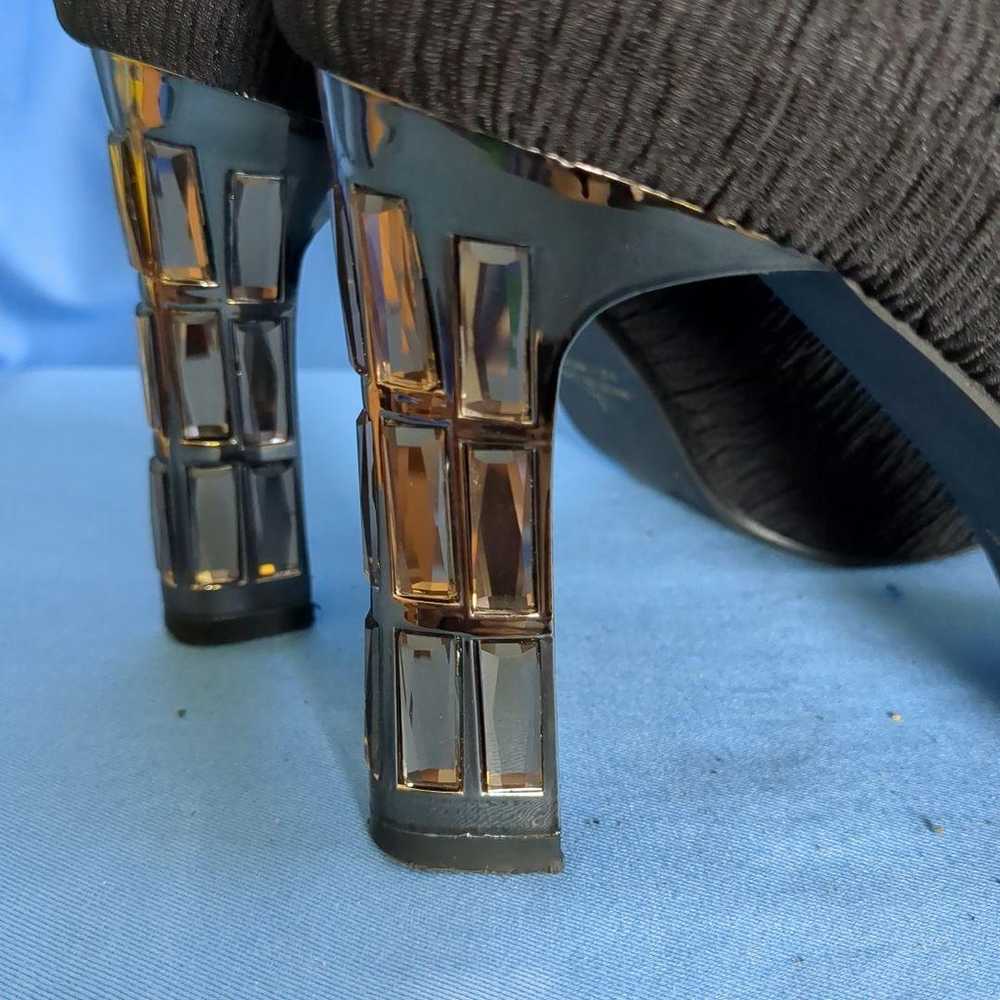 Black clear heel pumps with approximately 8cm hee… - image 6