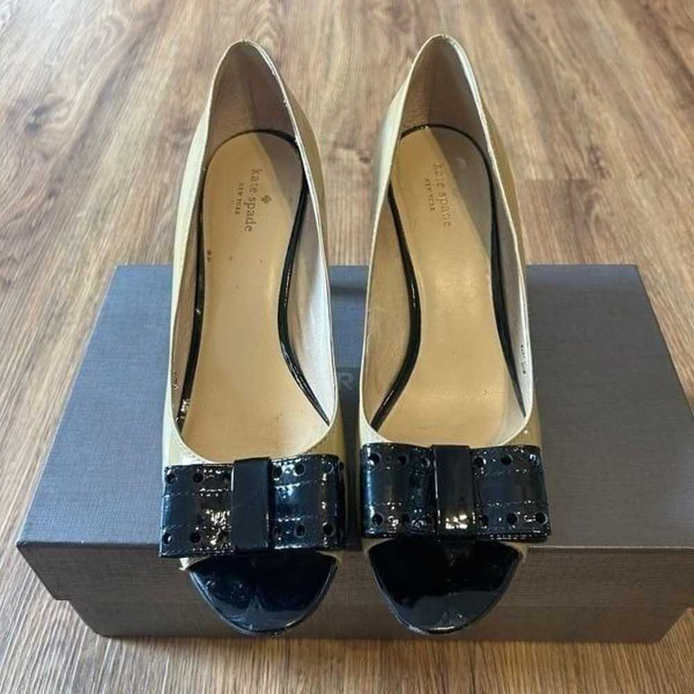 Kate Spade tan black heels pumps open toe shoes w… - image 3