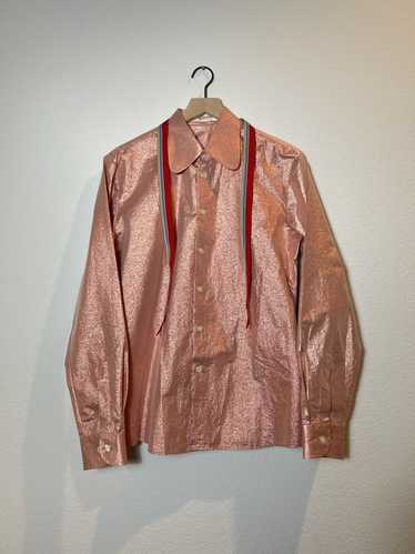 Walter Van Beirendonck Metallic Foil Bow Button up