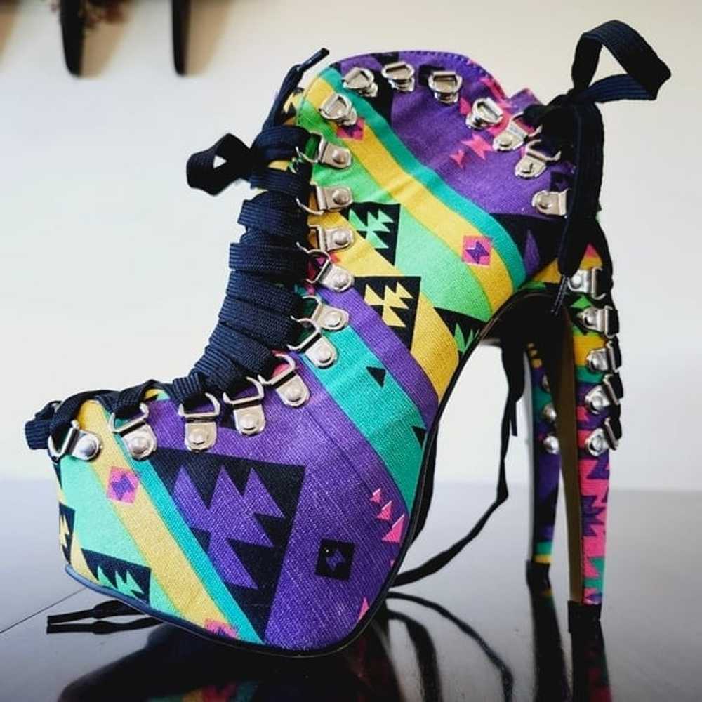 Wild Sexy Aztec Platform High Heel Shoes Retro To… - image 10